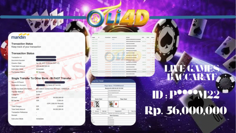 BUKTI JACKPOT KEMENANGAN Rp.56,000,000 SITUS OLI4D