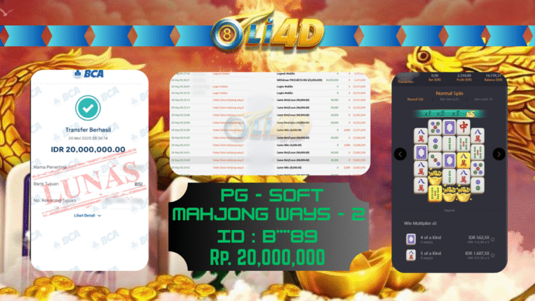 BUKTI JACKPOT KEMENANGAN Rp.20,000,000 SITUS OLI4D