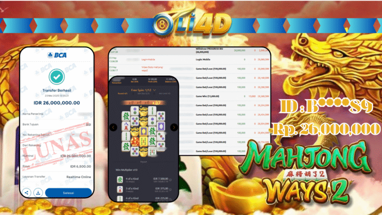 BUKTI JACKPOT KEMENANGAN Rp.26,000,000 SITUS OLI4D