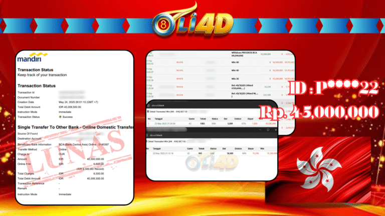 BUKTI JACKPOT KEMENANGAN Rp.45,000,000 SITUS OLI4D