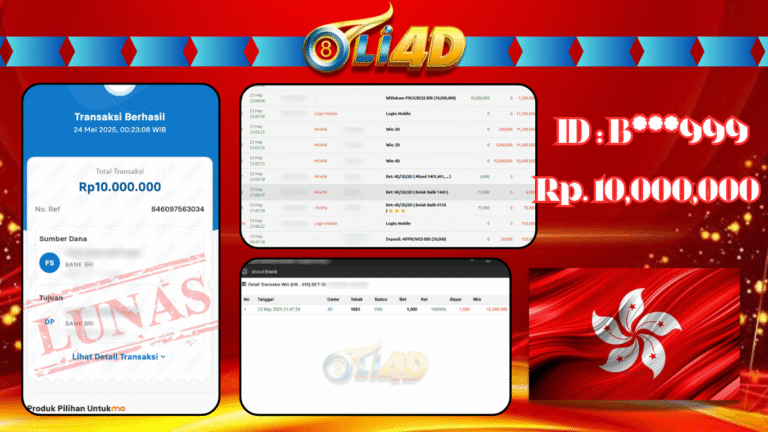 BUKTI JACKPOT KEMENANGAN Rp.10,000,000 SITUS OLI4D
